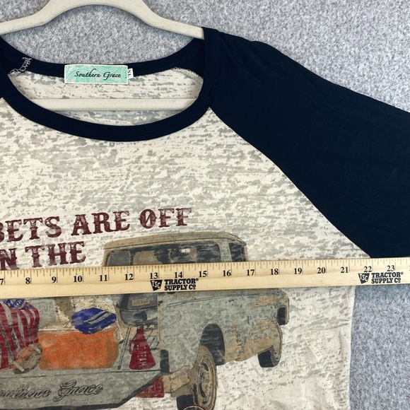 Southern Grace burnout tee raglan sleeve tailgate party XL football country - Picture 6 of 9
